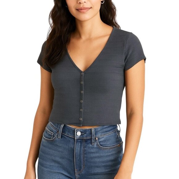 AMERICAN EAGLE Faux Snap-Front Crop Top - Size XS - Picture 1 of 5
